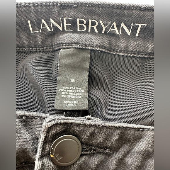 Lane Bryant Plus Size Black Distressed Skinny Jeans - Picture 3 of 4